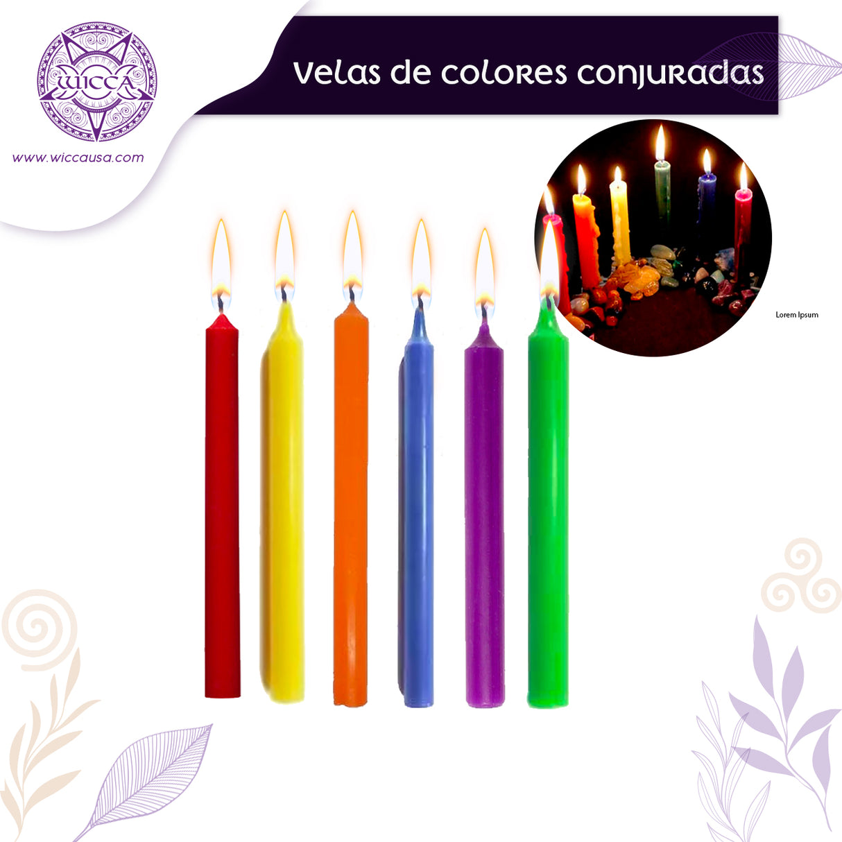 Velas de colores Conjuradas  4" Set 7